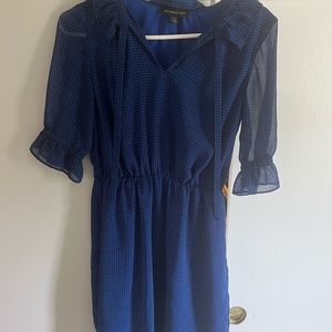 Blue dress with sheer sleeves from Banana Republic